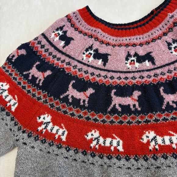 Holiday Time Fair Isle Dog Metallic Ugly Christmas Sweater Size XL (16-18) - Picture 3 of 11